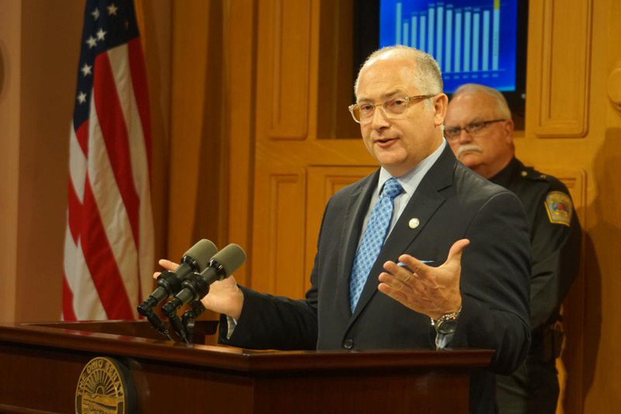 Rep. Smith speaks at a press conference announcing additional funding in the Ohio state budget for the Internet Crimes Against Children (ICAC) Task Force