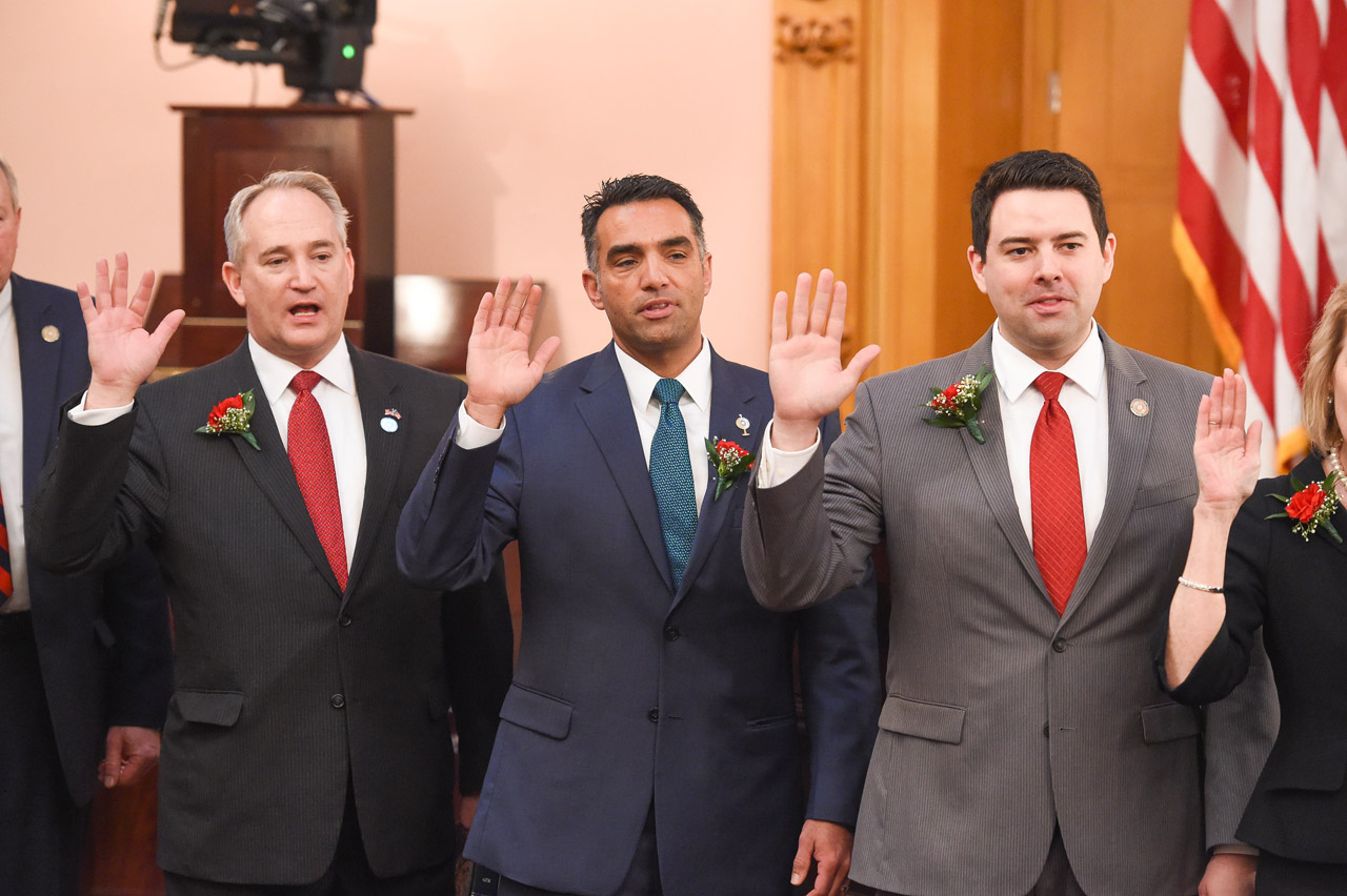 Rep. Vitale, center, is sworn in to the 132nd General Assembly.