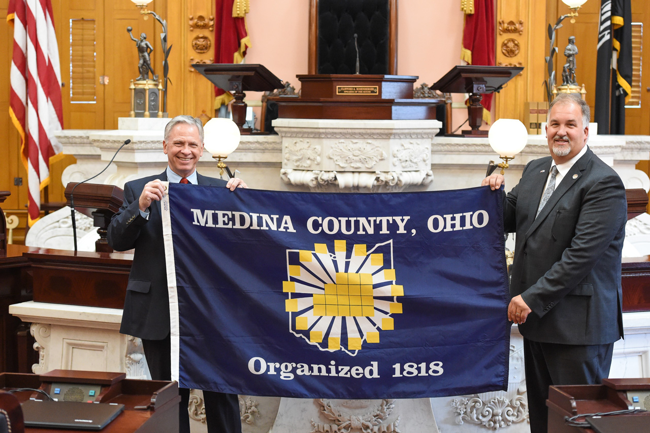 Medina Co. Representatives Hambley, left, and Kick in House Chamber Oct. 26, 2017.