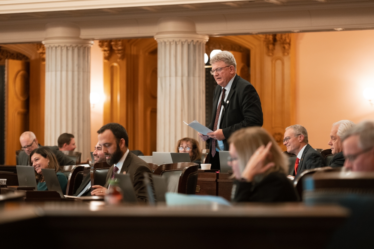 Rep. Hoops speaks on the House floor during session