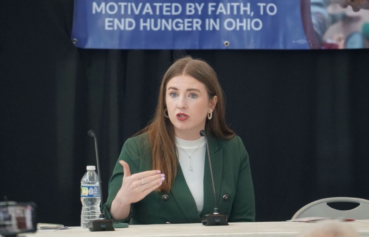 Rep Sweeney speaks at a panel hosted by the Ohio Council of Churches on efforts made in the House version of the Ohio budget to address hunger in Ohio.