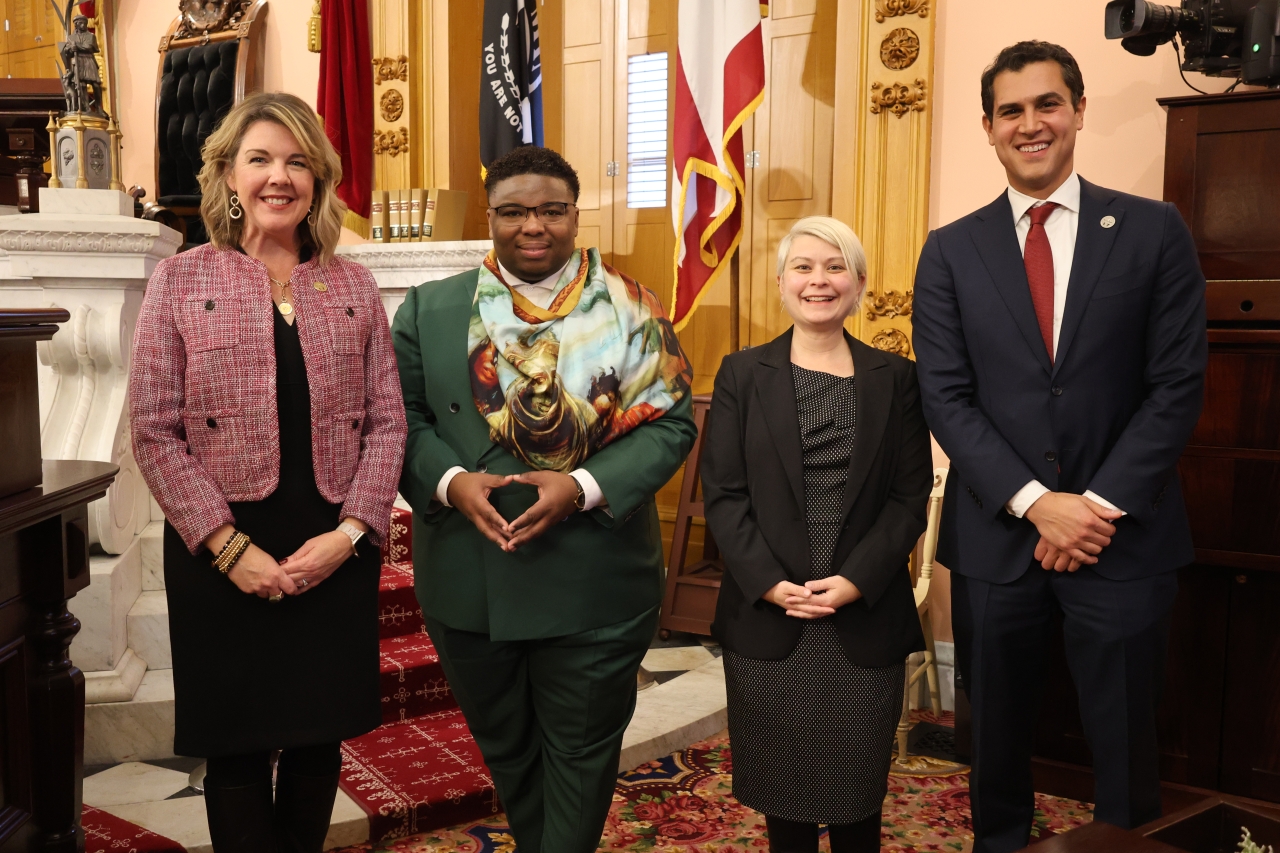 Leader Russo, Assistant Minority Leader Jarrells (D-Columbus), Assistant Minority Whip Grim (D-Toledo), and Minority Whip Isaacsohn (D-Cincinnati) at the 136th General Assembly Swearing In