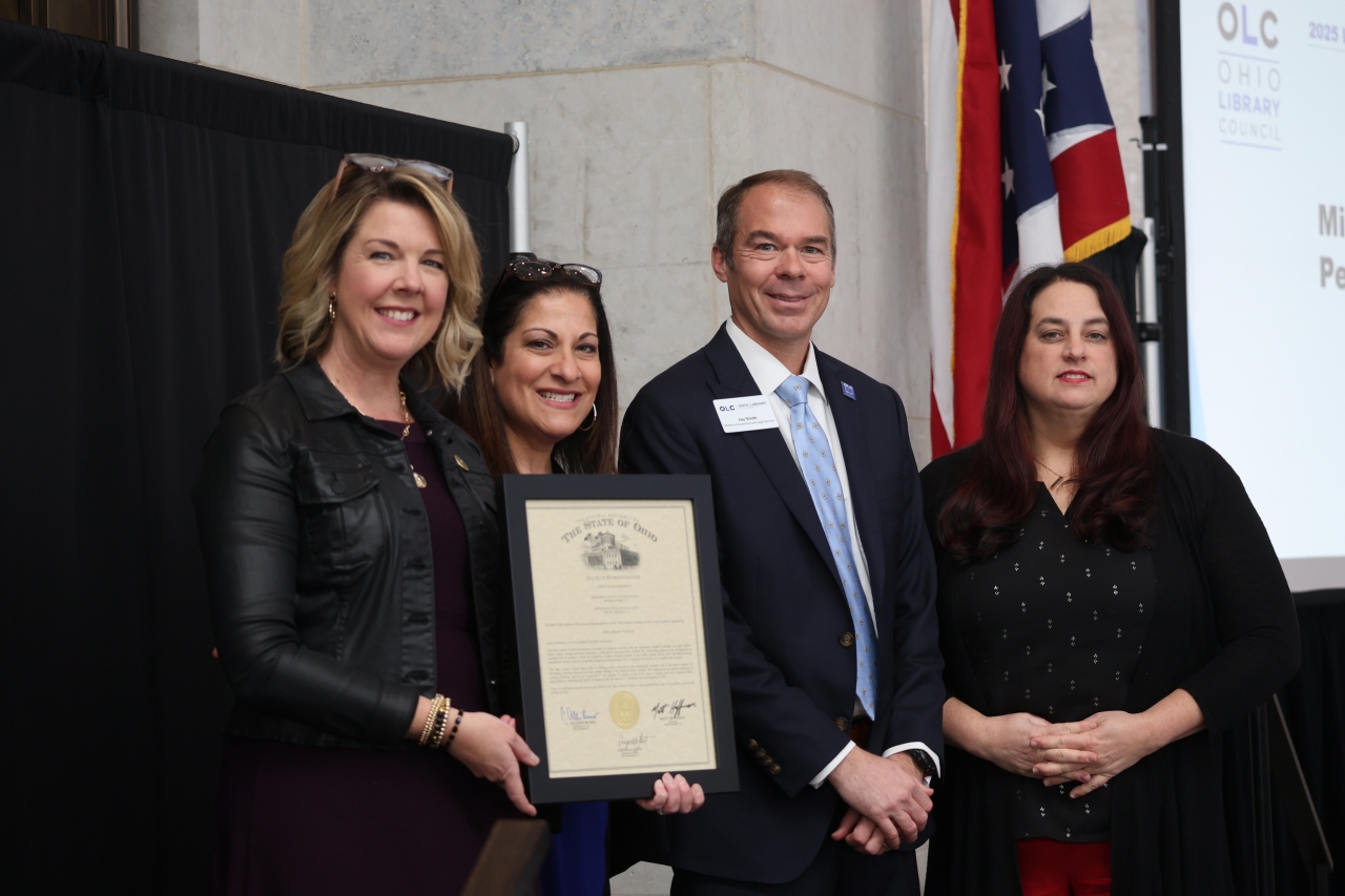 Leader Russo presenting a Resolution to the Ohio Library Council