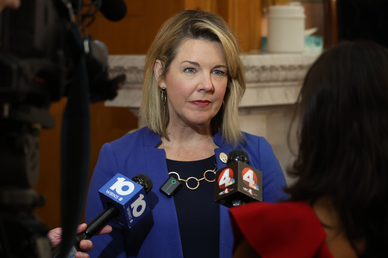 Leader Russo speaking at a Press Gaggle