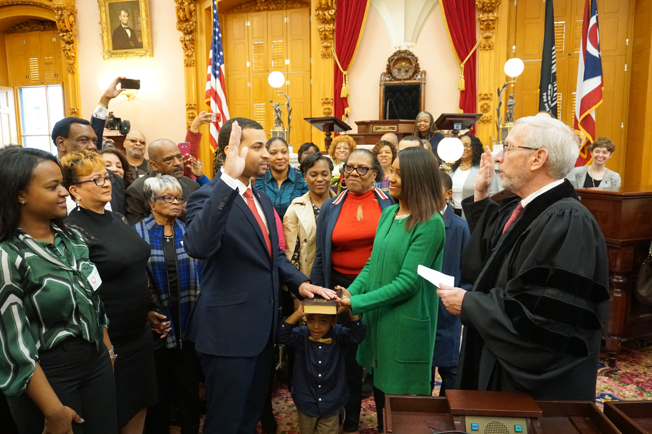 State Representative Sedrick Denson is sworn in to the 133rd General Assembly alongside his friends and family