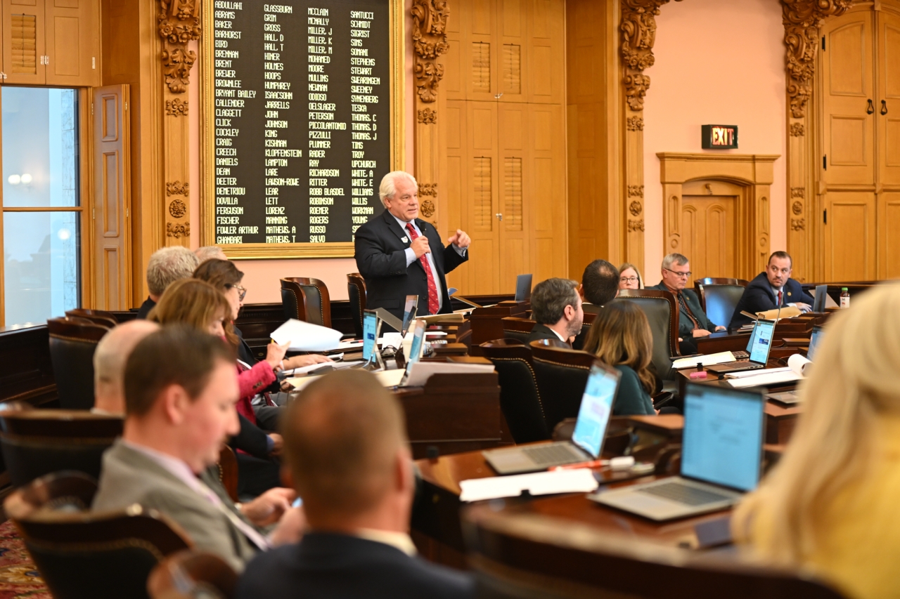 Rep. Plummer speaks on the House floor during session.