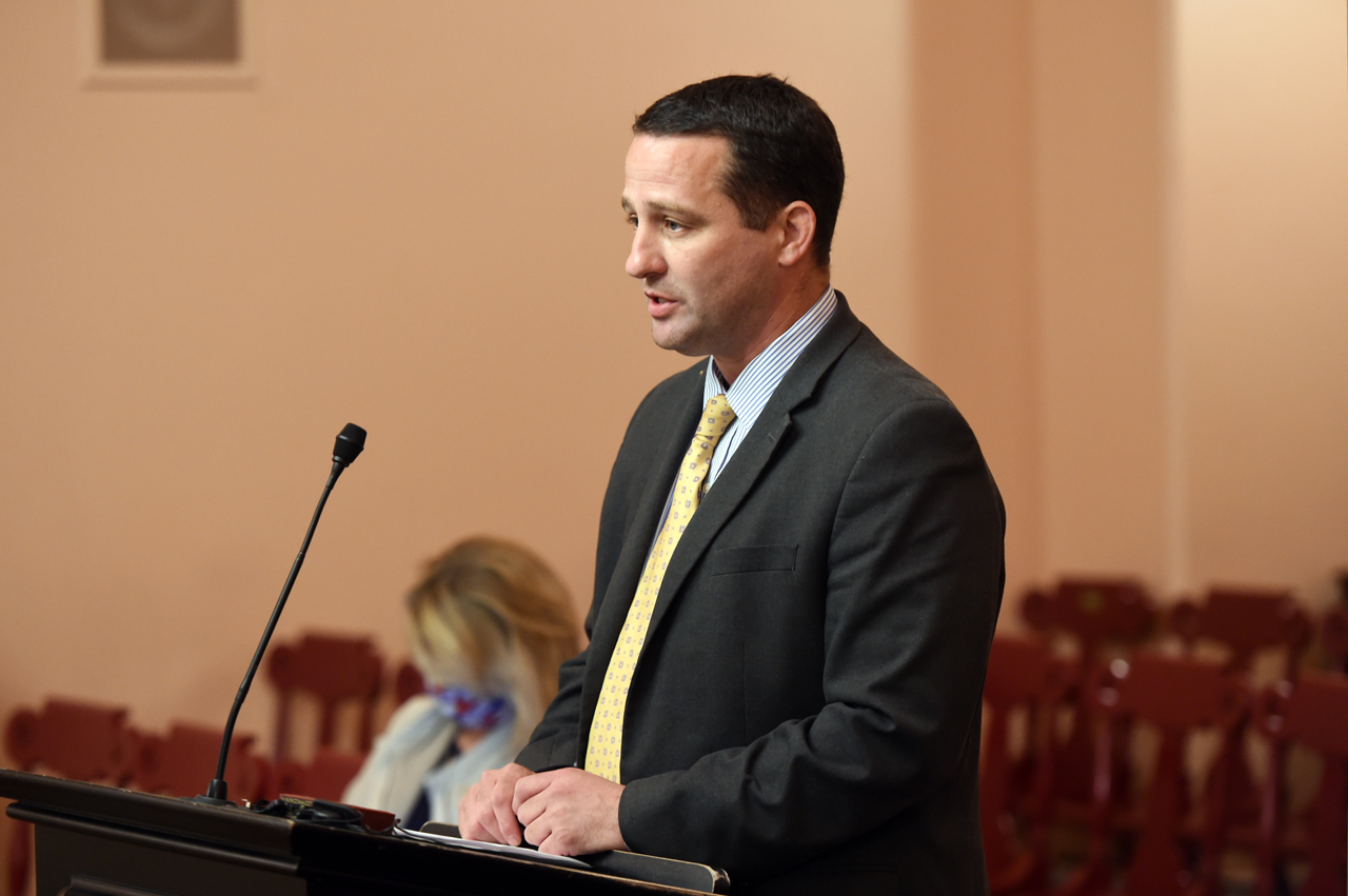 Rep. Jordan gives sponsor testimony to House Bill 676, legislation to enhance government accountability.
