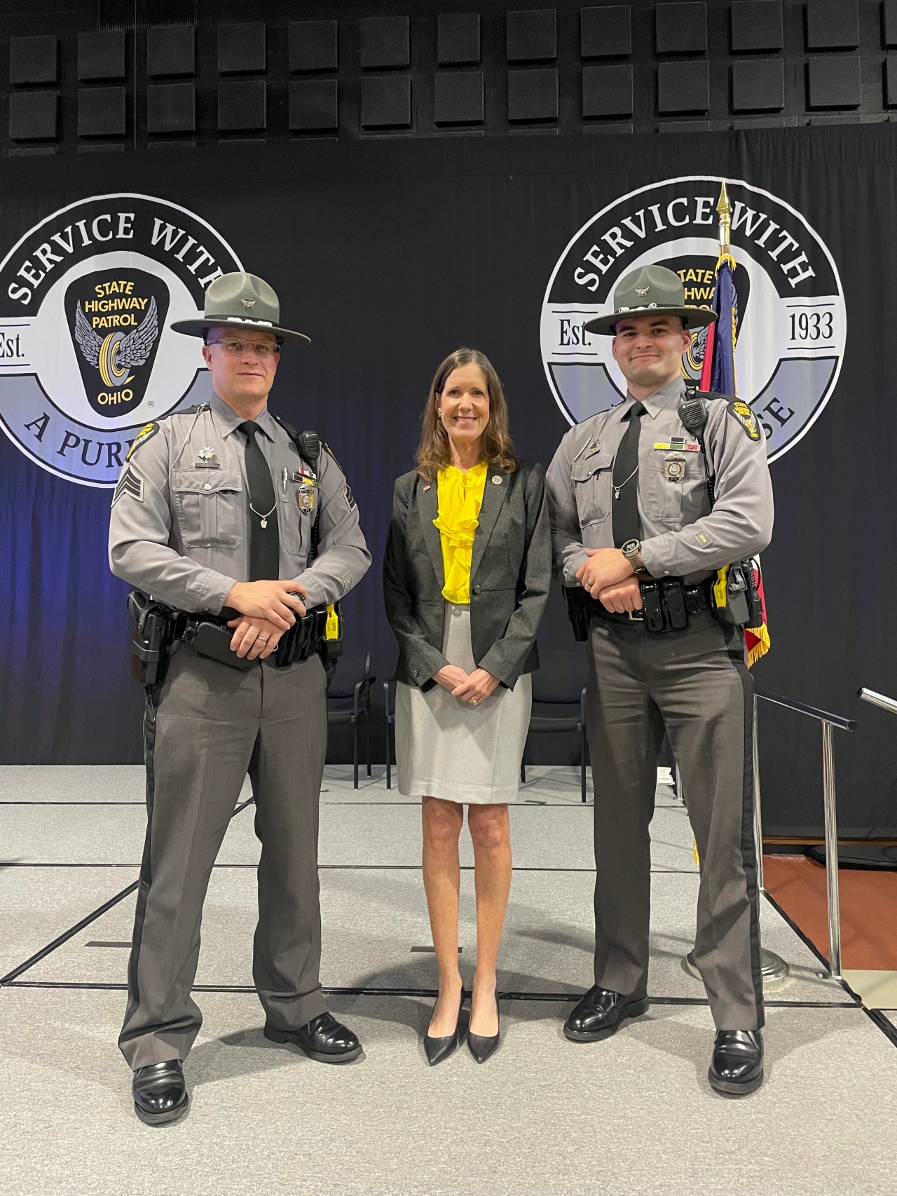 Representative Richardson spoke at the graduation of Ohio State Highway Patrol's 172nd Cadet class. Following her speech, she met with Troopers assigned to posts local to the 86th House District.
