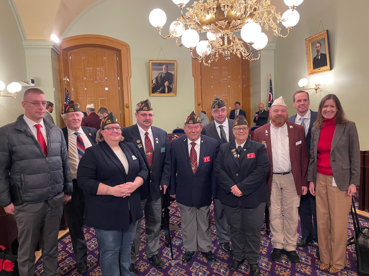 Representative Richardson alongside the many veterans who provided testimony in support of her legislation, H.B. 254. This legislation would provide a 100% property tax exemption to veterans with a 10