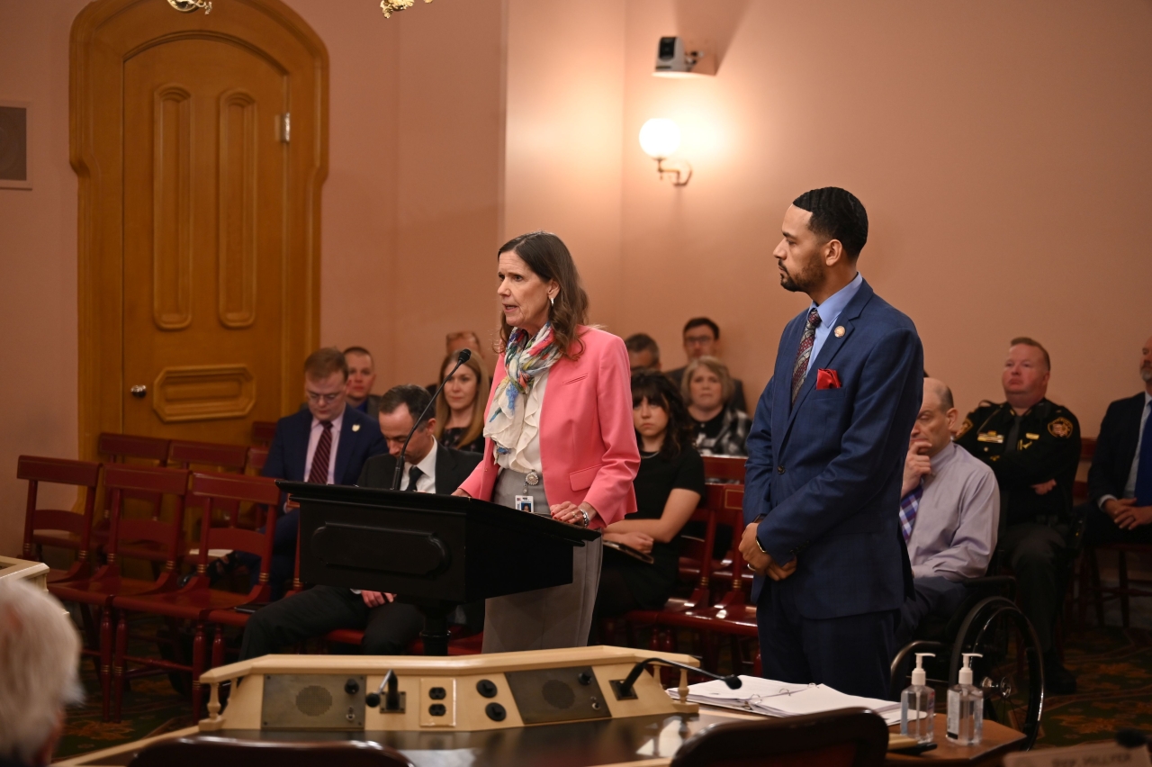 Representatives Richardson and Williams providing sponsor testimony on H.B. 385, the Expanding Human Trafficking Justice Act.