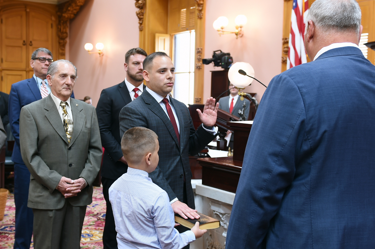 Rep. Cutrona is sworn into the Ohio House of Representatives by House Speaker Larry Householder.