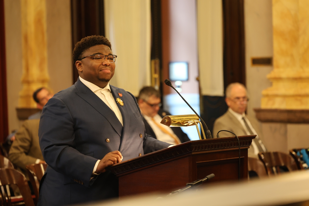 Rep. Jarrells providing testimony in the Senate on HB 57, legislation supports schools in administering overdose reversal drugs