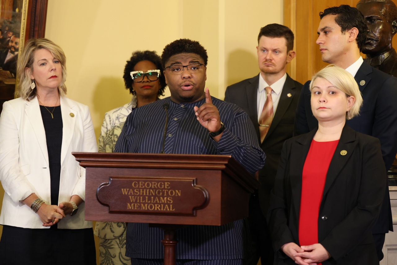 Rep. Jarrells speaking at the Trump 100 days press conference