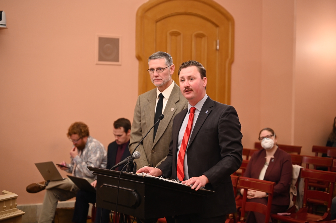 Rep. Hall provides sponsor testimony during House Public Health Policy Committee.