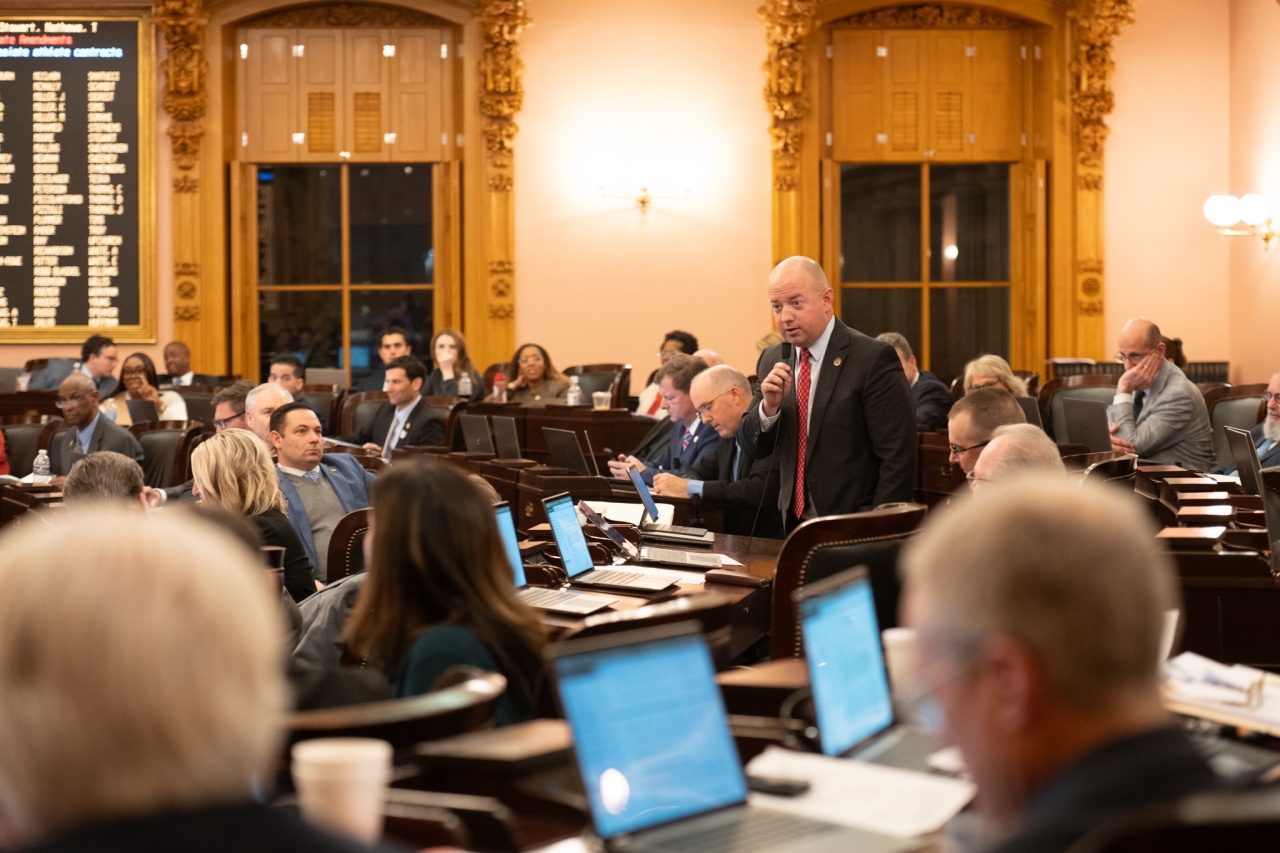 Rep. Stewart speaks on the House floor during session
