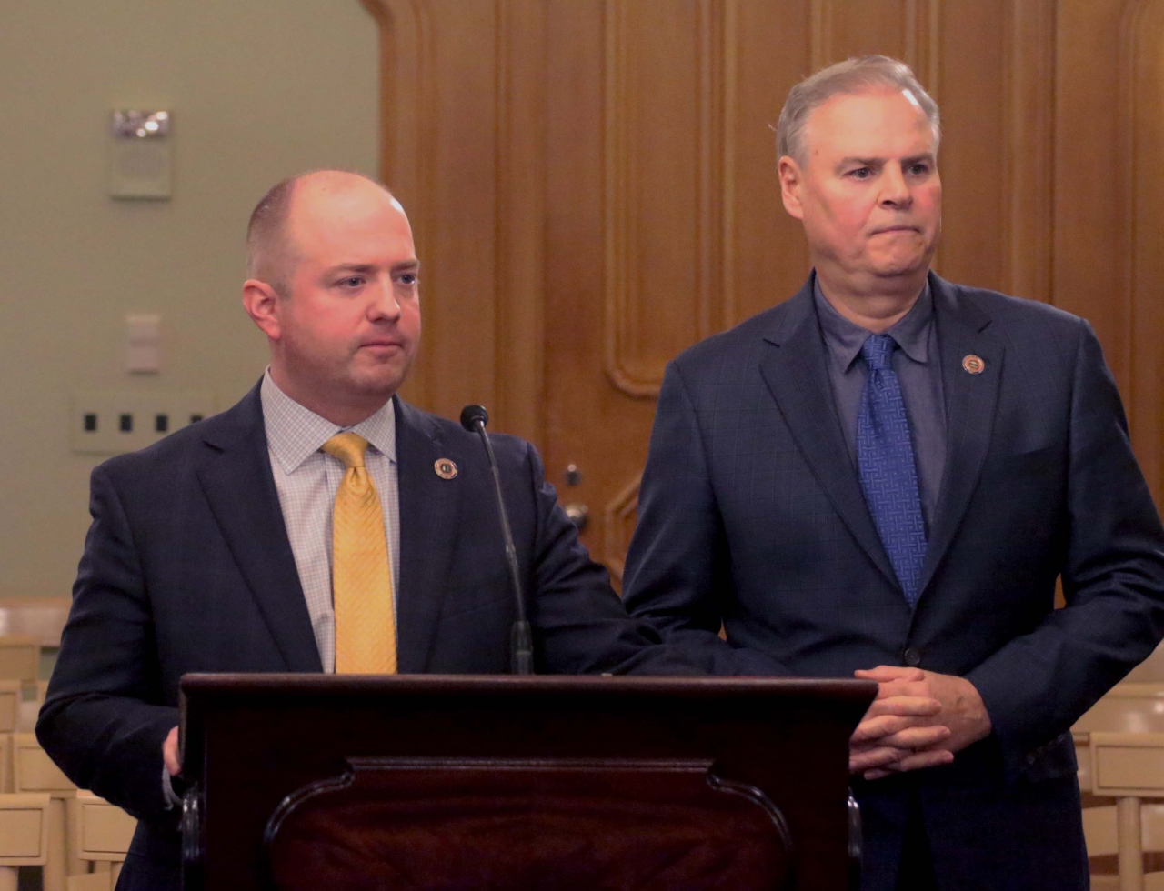 Reps. Johnson and Stewart provide sponsor testimony on House Bill 405.