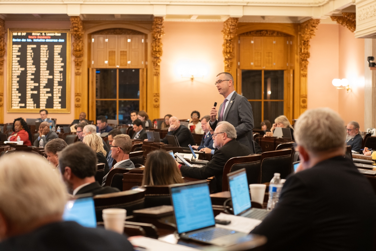 Rep. Miller speaks on the House floor during session