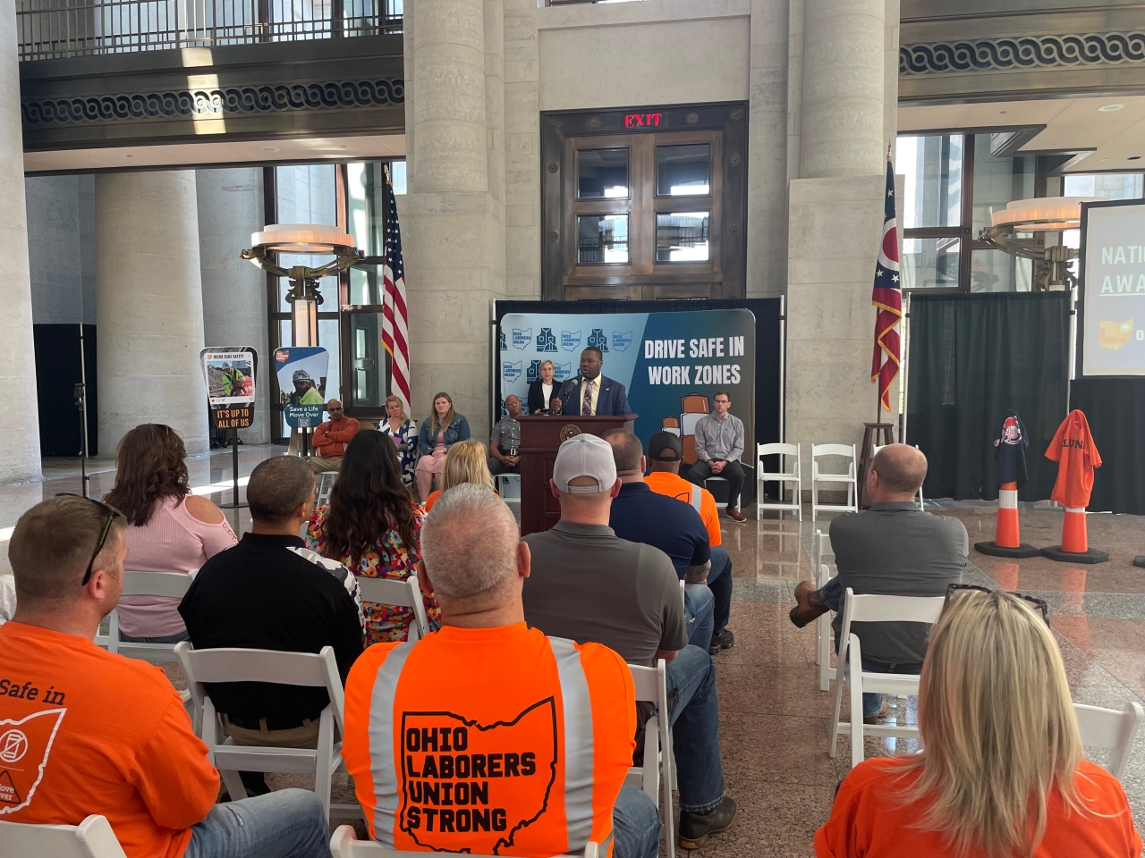 Rep. Rogers speaking with Ohio Laborers Union