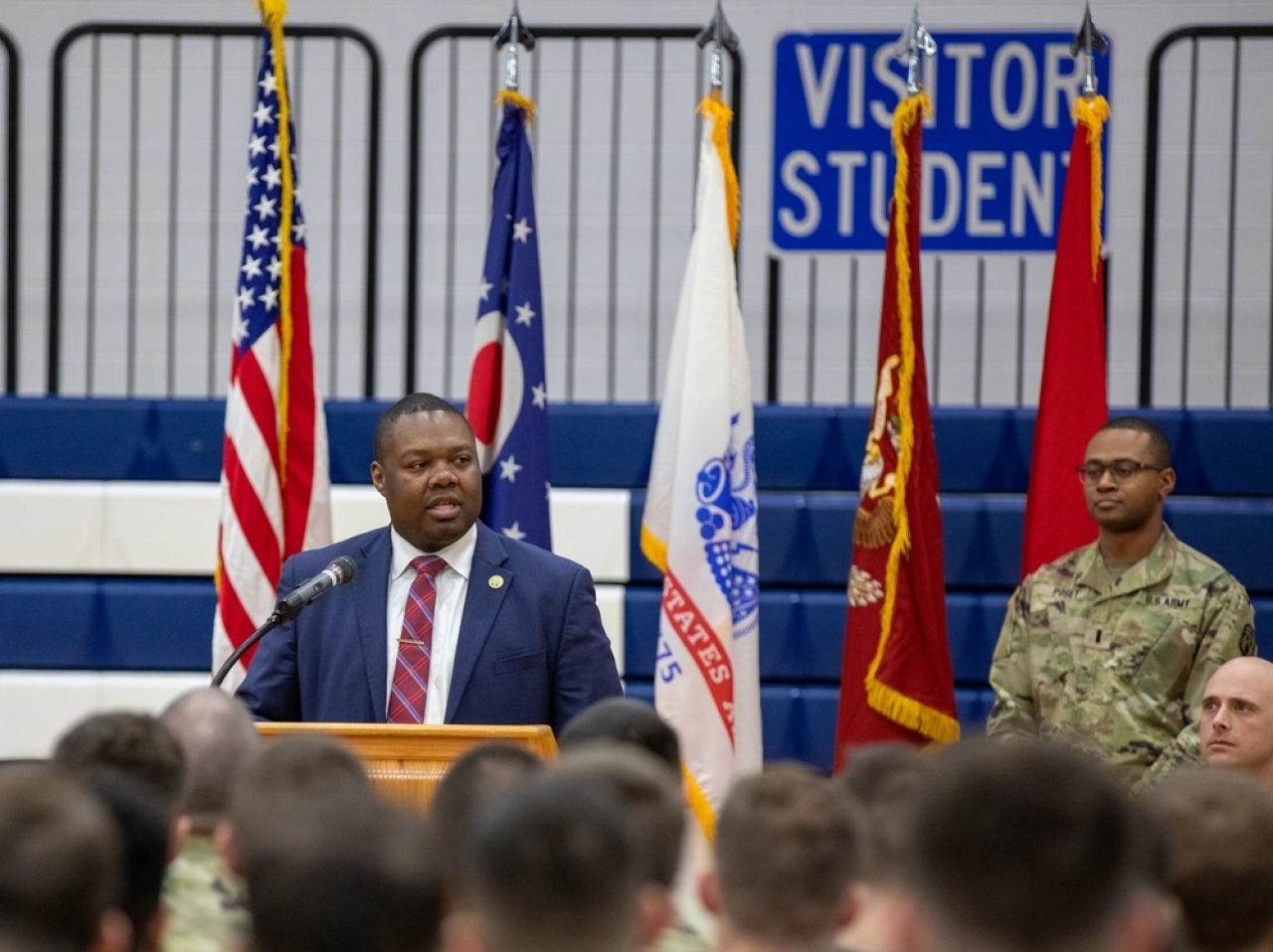 Rep. Rogers speaking at Call to Duty Ceremony for the 1483rd Transportation Company of the Army National Guard (Walbridge)