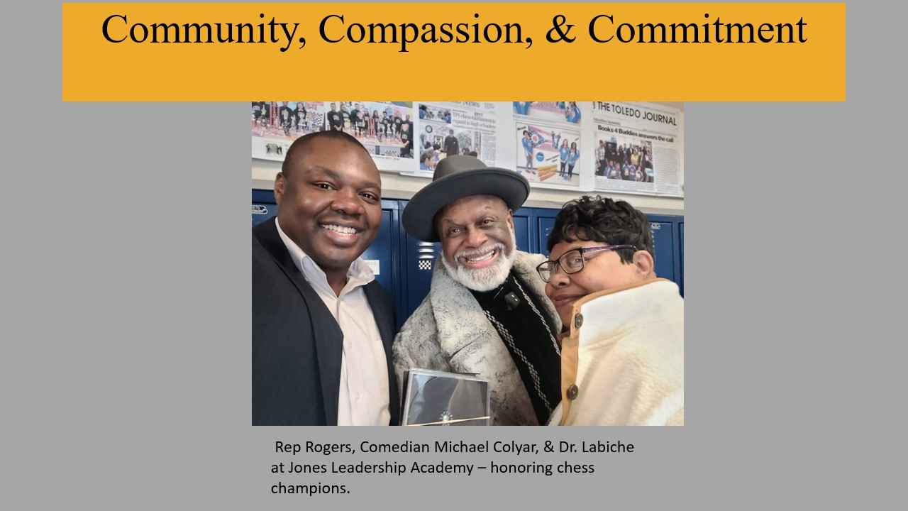 Rep. Rogers, Comedian Michael Colyar, & Dr. Labiche at Jones Leadership Academy - Honoring Chess Champions