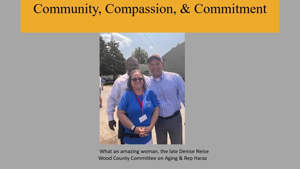 Rep. Rogers, Rep. Ghanbari, and the late Denise Neise of the Wood County Committee on Aging