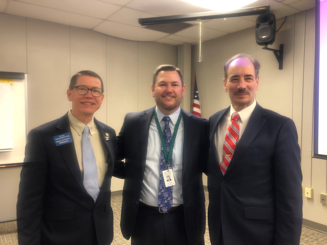 Parma City Schools Superintendent Charles Smialek and State Rep. Richard Dell-Aquilla and I meet after the State of the Schools Address.