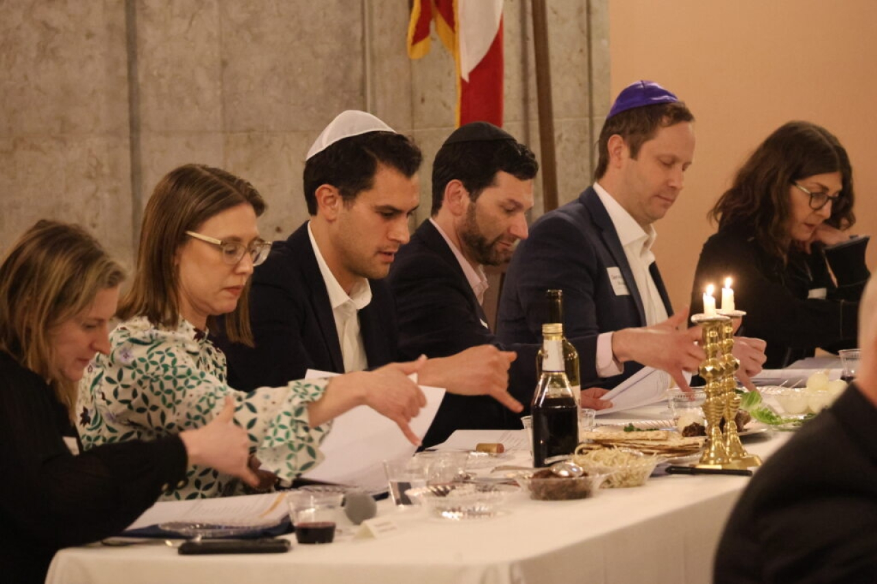 Leader Isaacsohn with members of the Ohio Legislative Jewish Caucus leading the annual Statehouse Seder