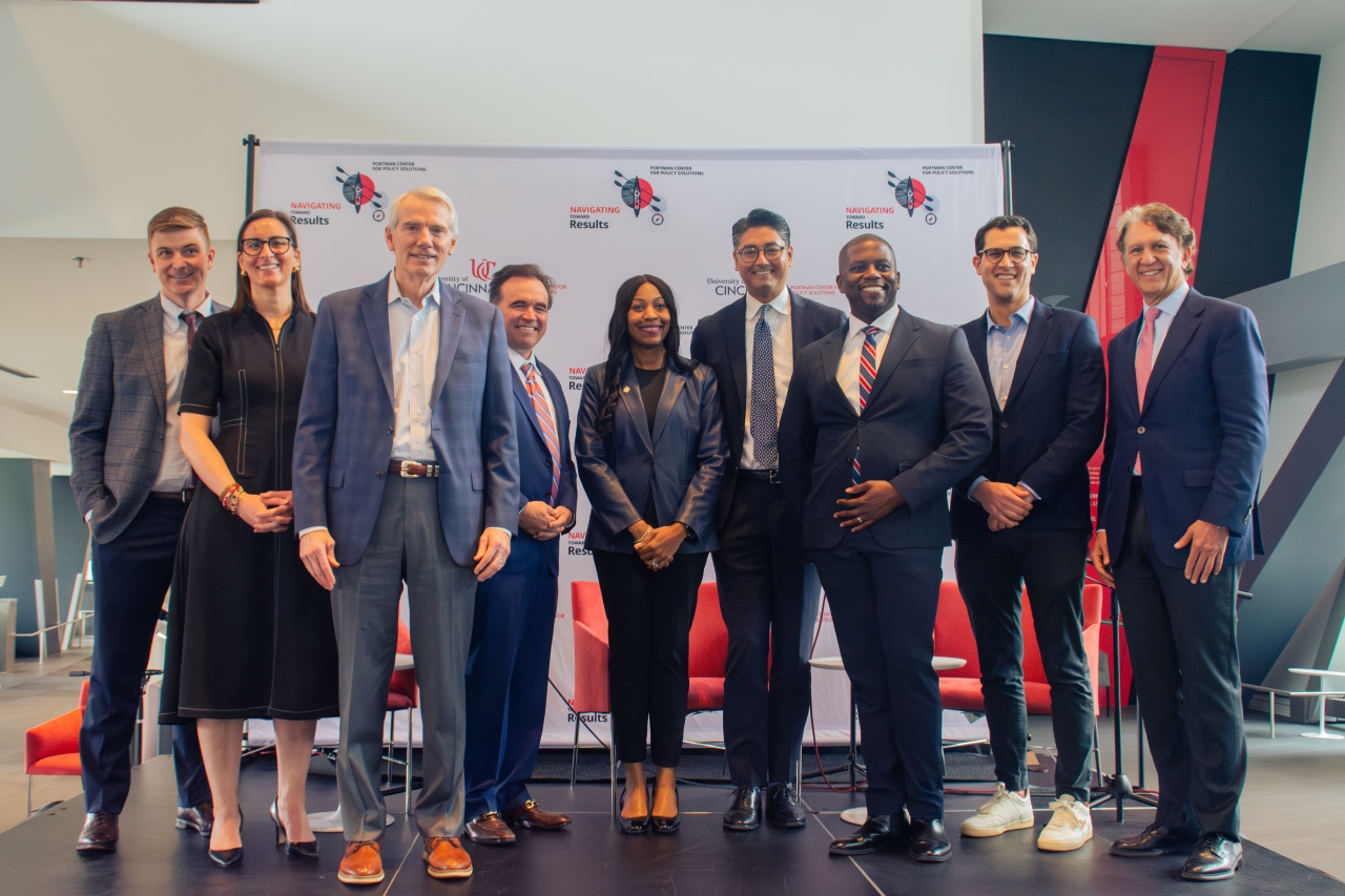 Leader Isaacsohn and state and local government officials at a University of Cincinnati Policy Symposium