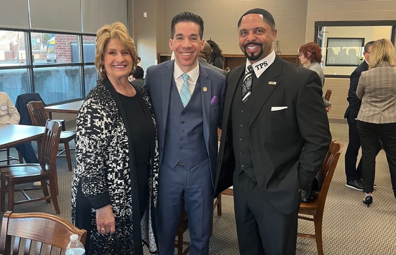 Rep Hall with stakeholders' from around the state; Akron Education Association President Pat Shipe and Toledo Public Schools Superintendent Dr. Romules Durant