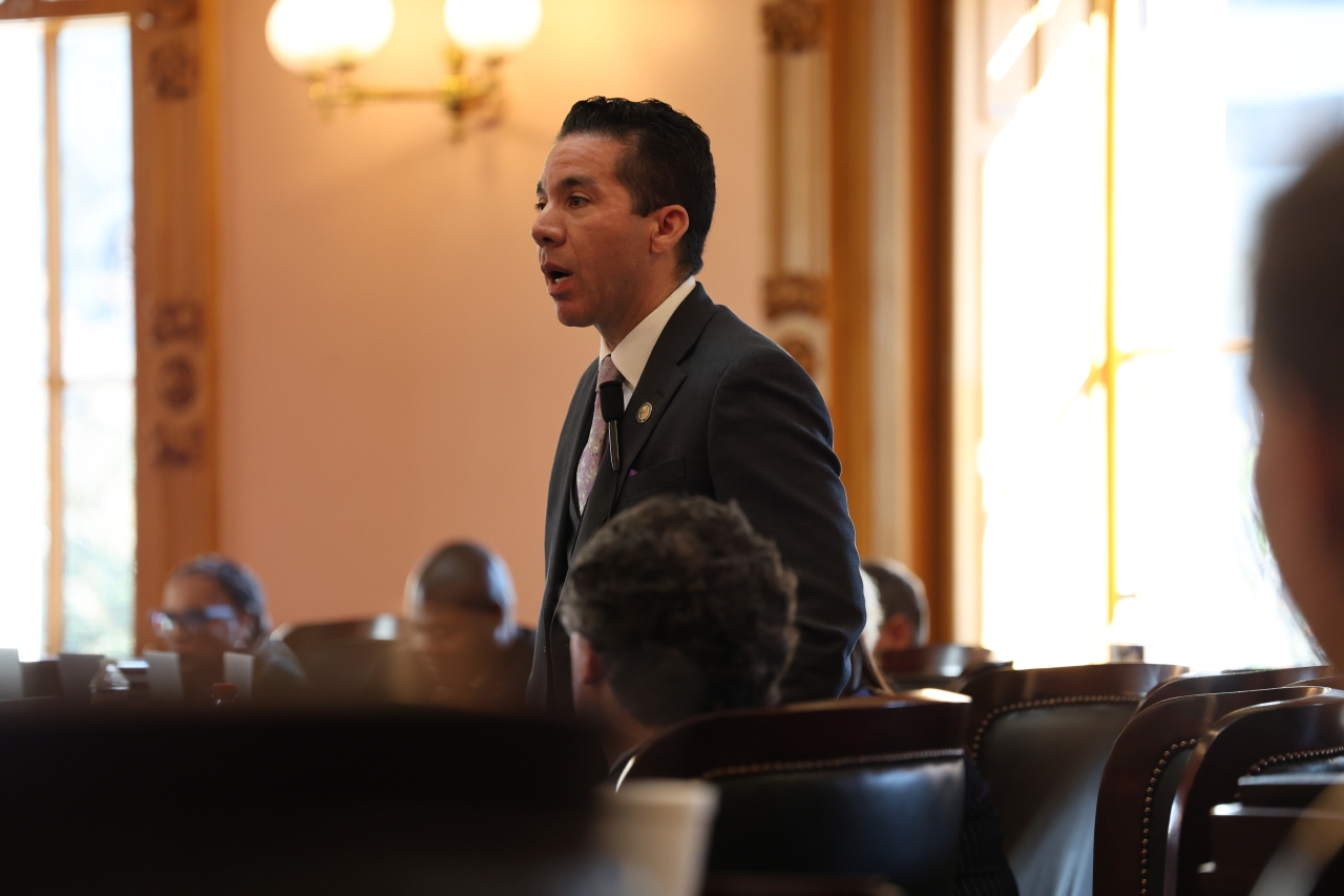 Rep. Hall speaks on the House floor, asking his colleagues to vote yes on a resolution recognizing the 250th anniversary of the United States Army and Chaplain Corps.