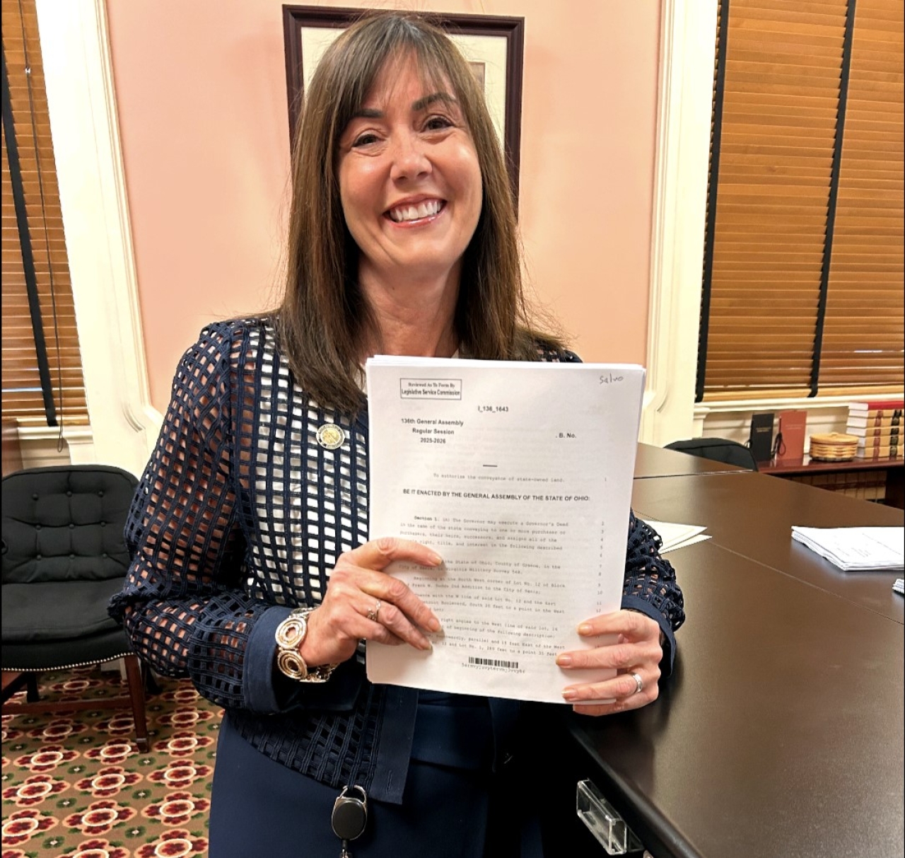 Representative Salvo dropping a piece of legislation at the Ohio House of Representatives Clerk's office
