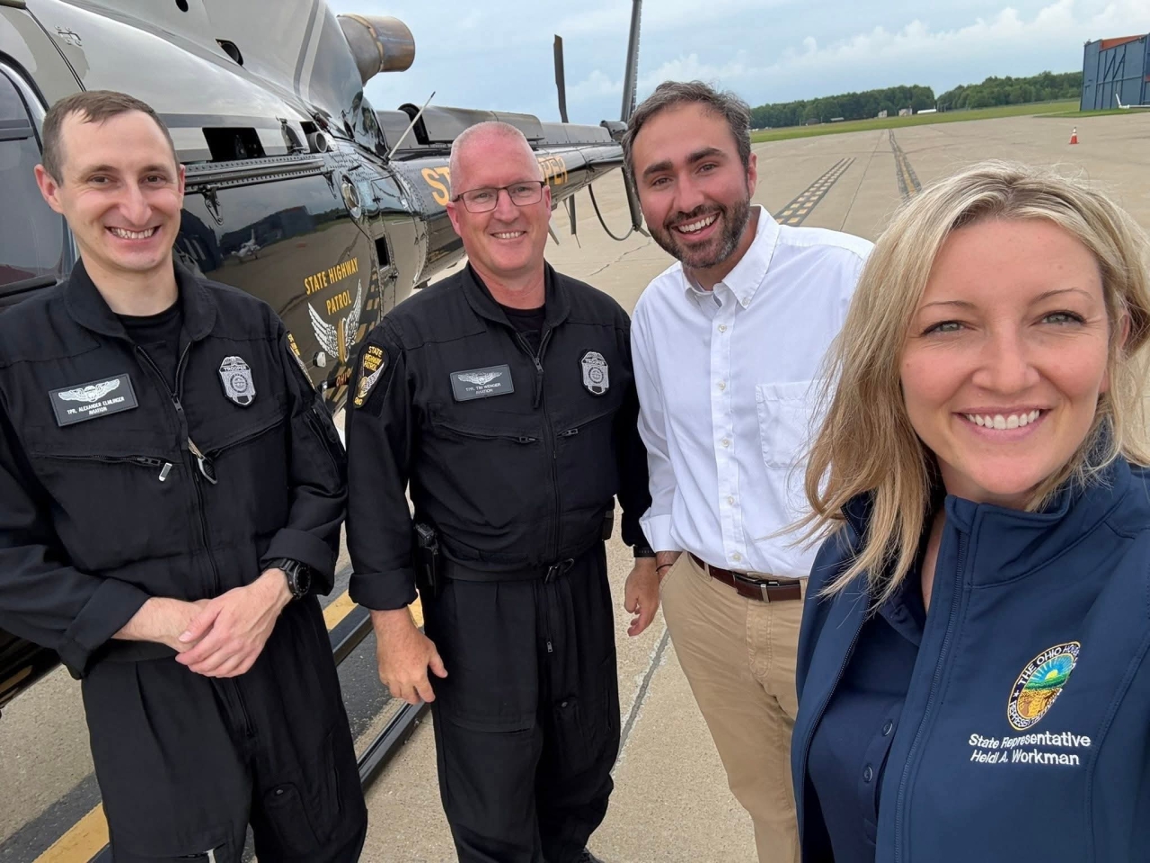 In collaboration with the Ohio State Highway Patrol, Representative David Thomas and Representative Heidi Workman joined their helicopter division for a deployment