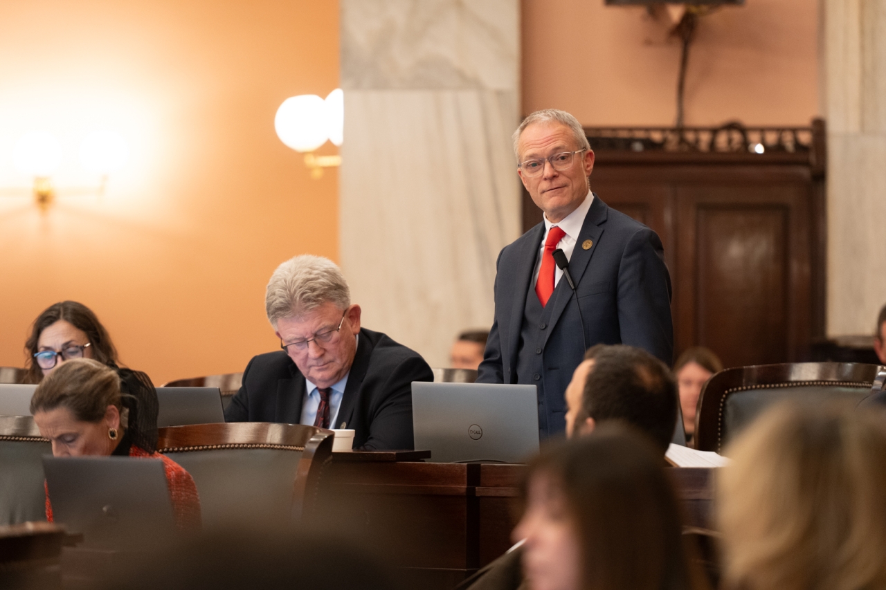 Rep. Newman speaks on the House floor during session.