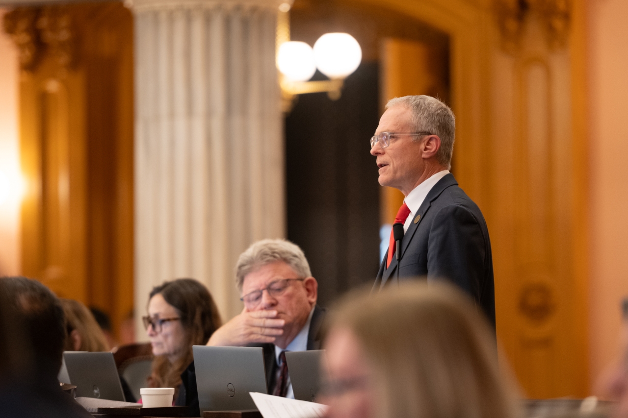 Rep. Newman speaks on the House floor during session.