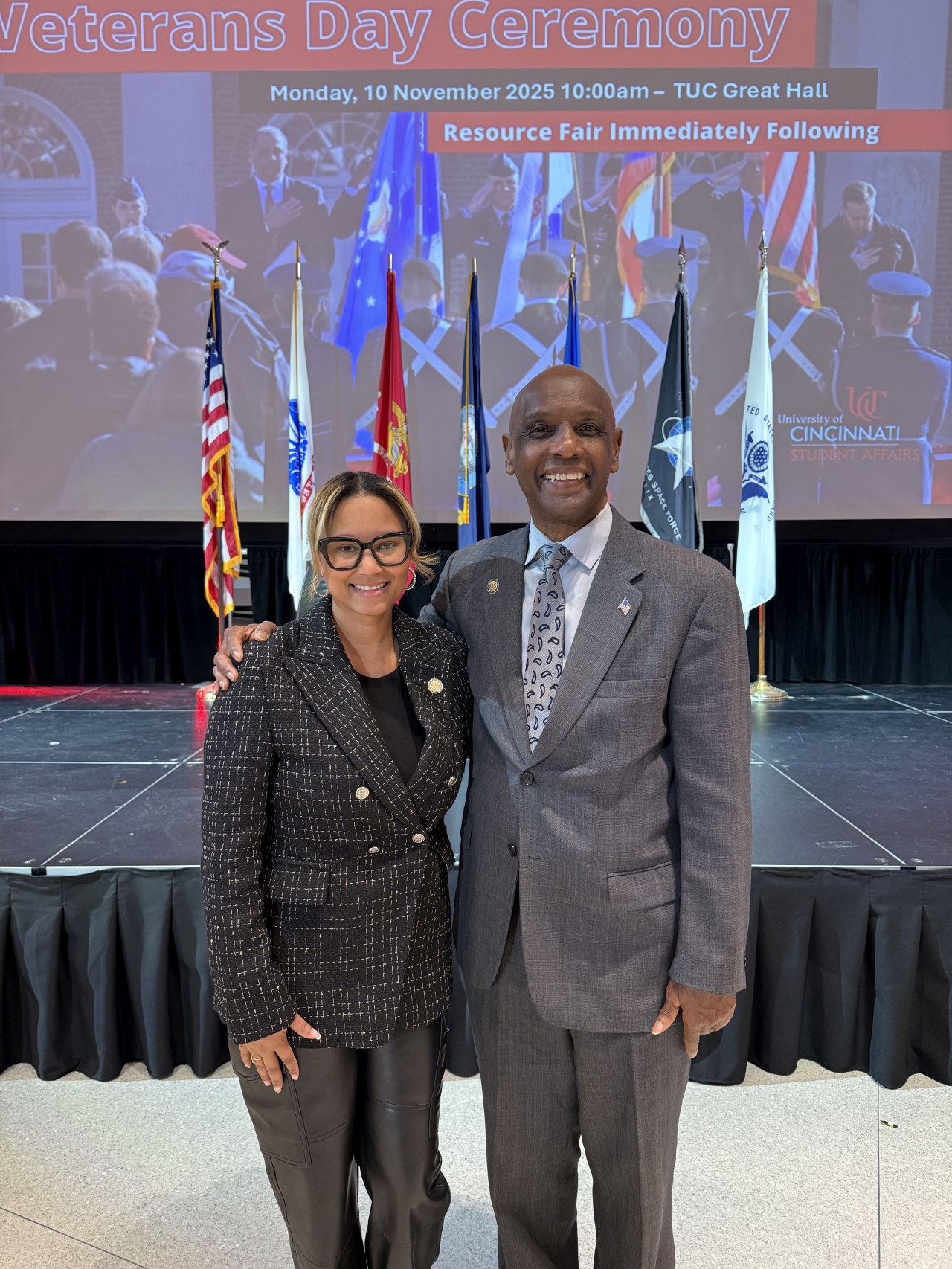 Rep. Bryant Bailey and Rep. Thomas attend the University of Cincinnati Veterans Day Ceremony to honor our Hamilton County veterans.