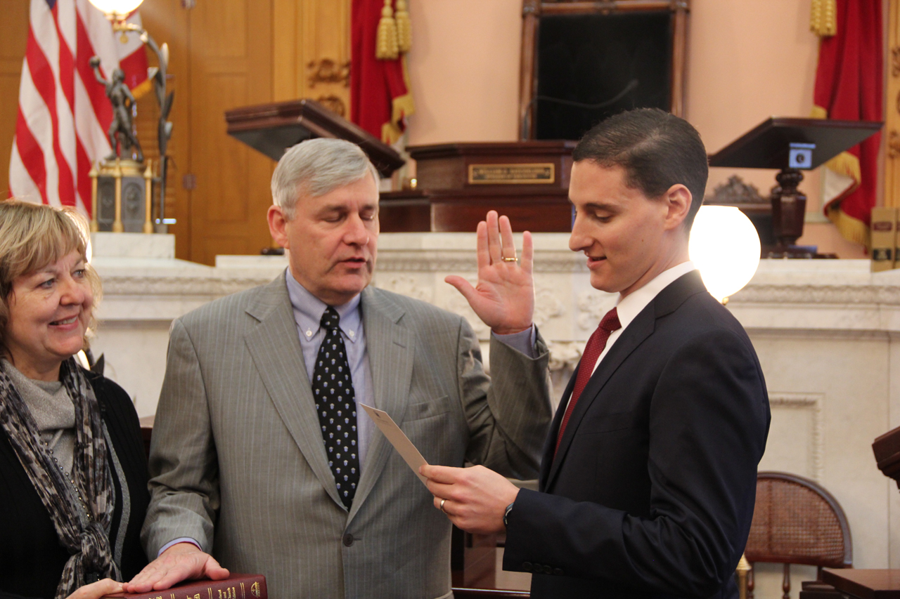 Rep. Brinkman being sworn in by Ohio Treasurer Josh Mandel