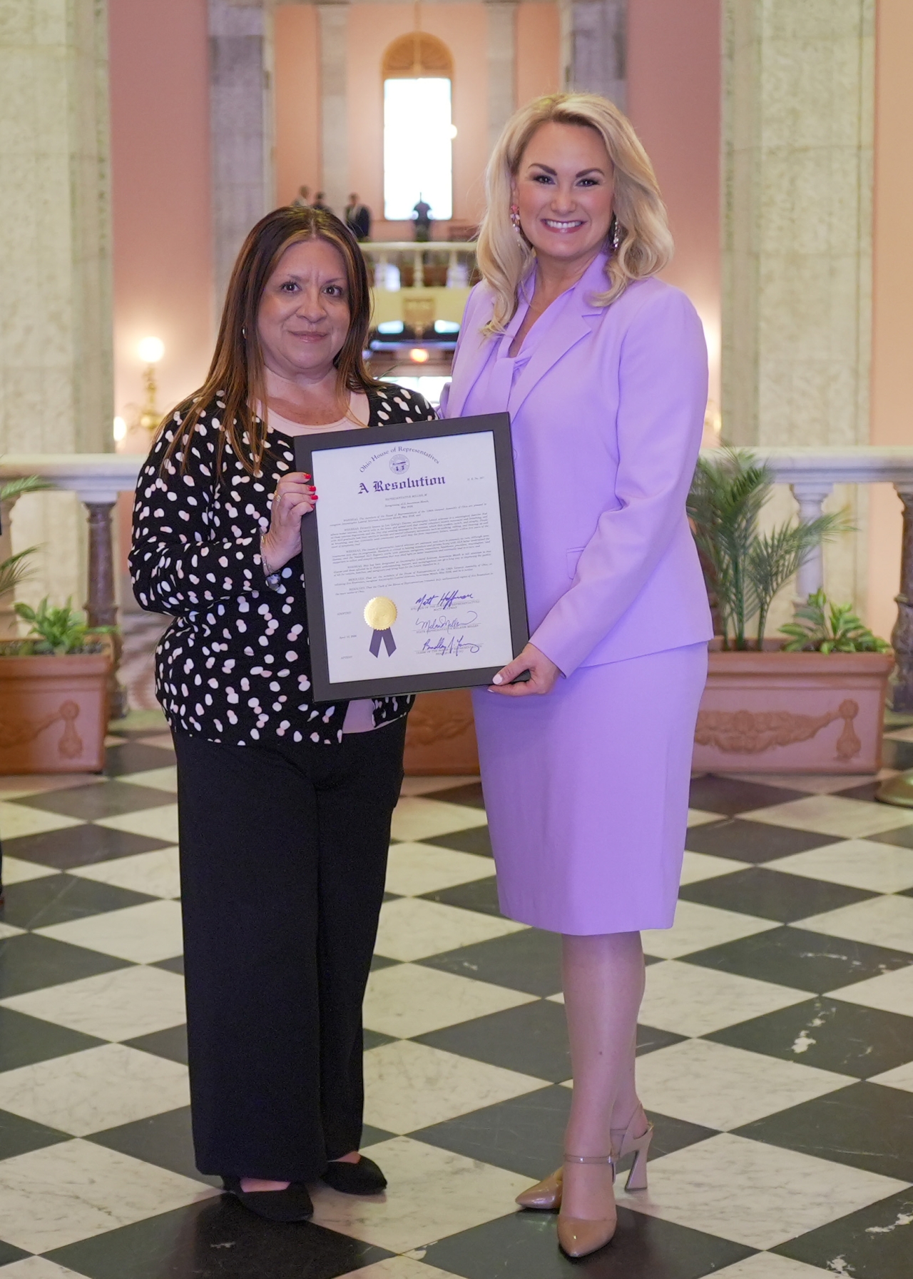 Rep. Melanie Miller in the Hallway next to the Ohio Chamber