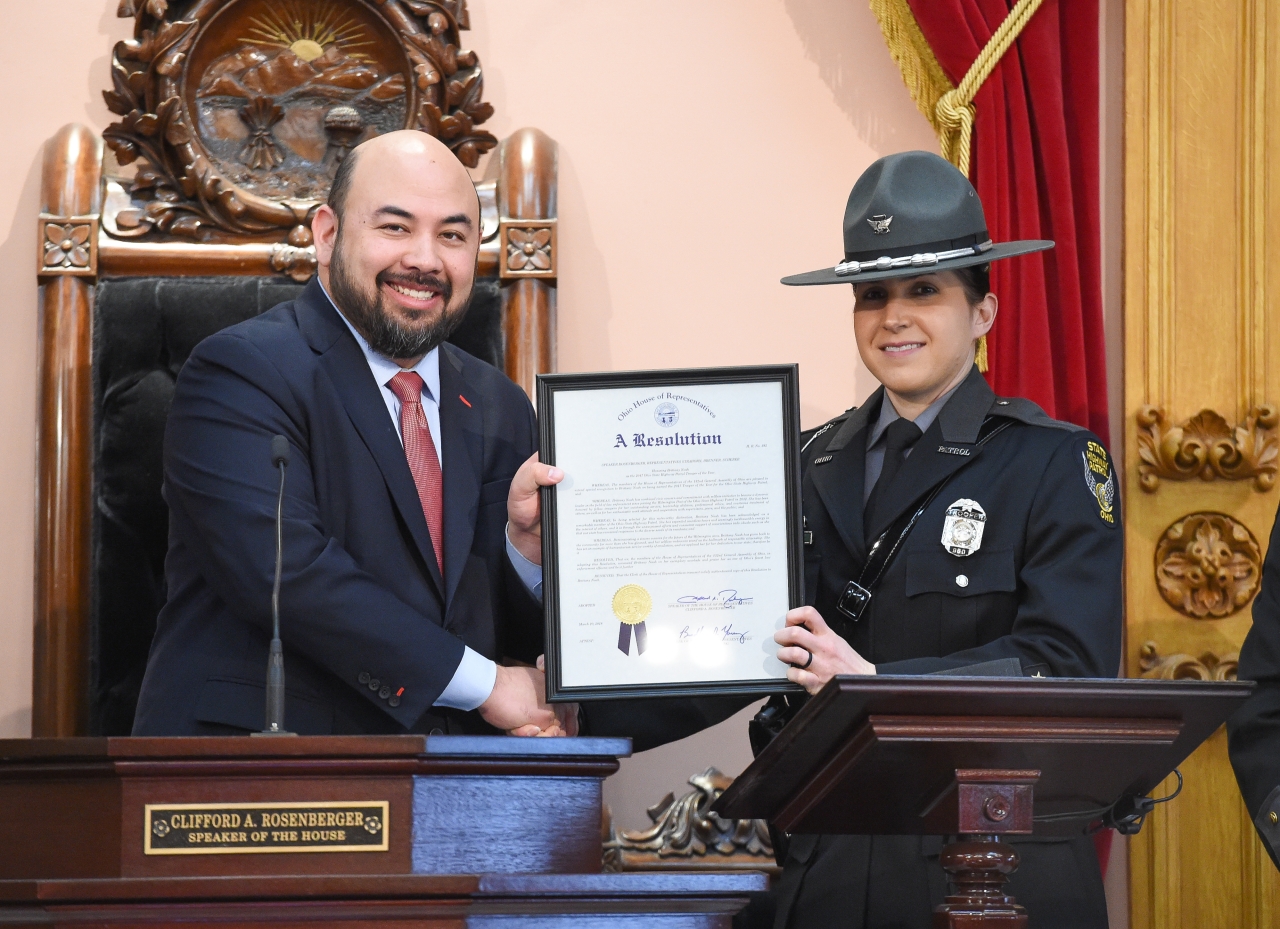 Speaker Rosenberger Honors 2017 Ohio State Highway Patrol Trooper of the Year