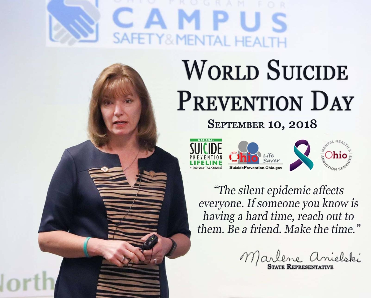 Rep. Anielski Spreads Awareness of World Suicide Prevention Day - September 10th